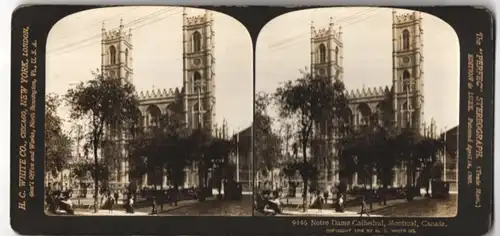 Stereo-Fotografie H.C. White Co., New York, Ansicht Montreal, Notre Dame Kathedrale