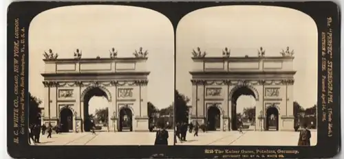 Stereo-Fotografie H.C. White Co., New York, Ansicht Potsdam, Partie am Kaisertor