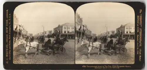 Stereo-Fotografie H.C. White Co., New York, Ansicht Nishnij-Nowgorod, Hauptstrasse der Messe