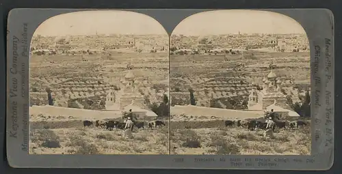 Stereo-Fotografie Keystone View, New York, Ansicht Jerusalem, Panorama vom Ölberg gesehen