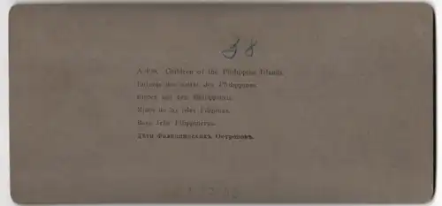 Stereo-Fotografie American Stereoscopic Co. New York, Manila / Philippinen, Kinder vor einer typischen Hütte