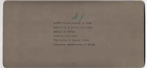 Stereo-Fotografie American Stereoscopic Co. New York, Indischer Töpfer bei der Arbeit
