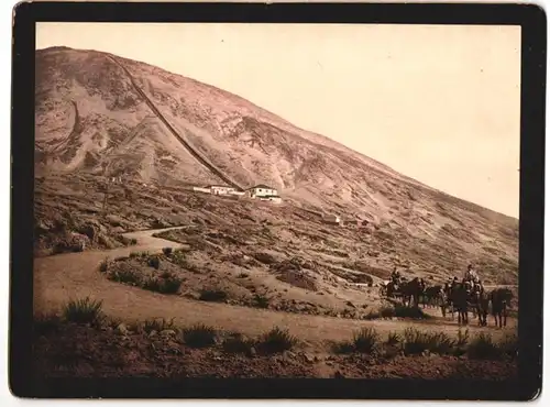 Fotografie Photochrom Zürich, Ansicht Neapel, Strada E Ferrovia Del Monte Vesuvio, Vulkan Vesuv