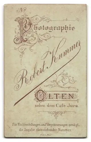 Fotografie Robert Kummer, Olten, Portrait bürgerliche Dame mit zeitgenössischer Frisur