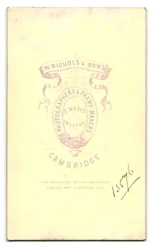 Fotografie W. Nichols & Sons, Cambridge, Portrait junge Dame in hübscher Kleidung