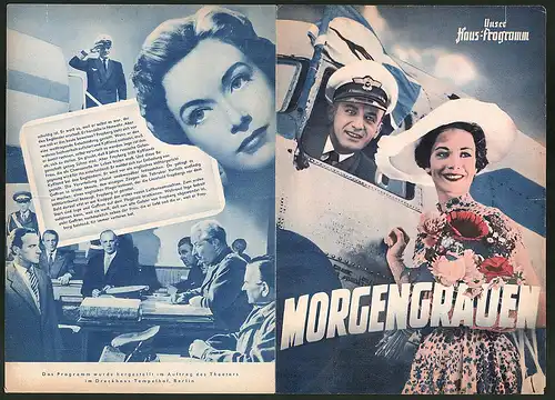 Filmprogramm Unser Hausprogramm, Morgengrauen, Hans Stüwe, Elisabeth Müller, Regie: Victor Tourjansky