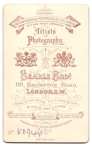 Fotografie Searle Bros., London, 191 Brompton Road, junge Dame in hochschliessendem Kleid