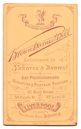 Fotografie Brownbarnes Bell, Liverpool, 31 Bold Street, junger Herr mit Backenbart