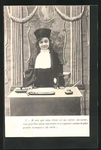 AK Je sais que mon client est un voleur..., Kleiner Anwalt an der Kanzel, Jura