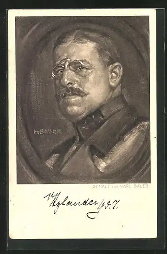 Künstler-AK General der Infanterie von Hylander mit Zwicker