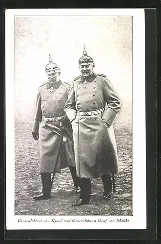 AK Generaloberst von Kessel und Generaloberst von Moltke mit Pickelhauben