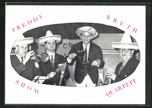AK Musiker des Freddy Kruth Show Quartett mit Sombreros