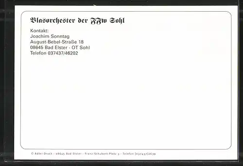 AK Musiker des Blasorchesters der FFW Sohl e. V. mit Instrumenten