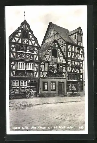 AK Rhens am Rhein, Alte Häuser aus dem 14. Jahrhundert