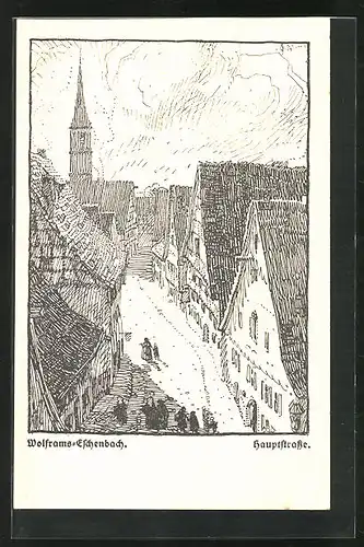 Künstler-AK Wolframs-Eschenbach, Hauptstrasse
