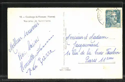 AK Coulanges-la-Vineuse, Vue prise de Saint-Pierre