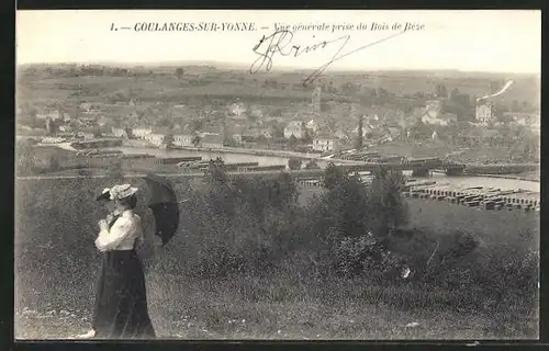 AK Coulanges-sur-Yonne, Vue générale prise du Bois de Béze