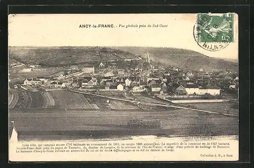 AK Ancy-le-Franc, Vue générale prise du Sud-Ouest