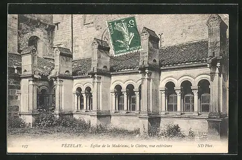 AK Vézelay, Église de la Madeleine, le Cloître, vue extérieure