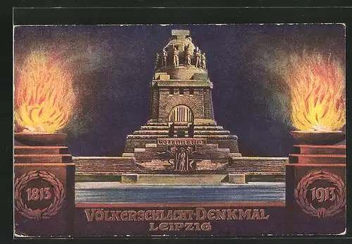 Künstler-AK Leipzig, zur Weihe des Völkerschlachtdenkmals am 18. Oktober 1913