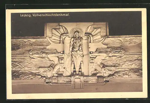 AK Leipzig, Völkerschlachtdenkmal, Stirnwandrelief der grossen Freitreppenanlage