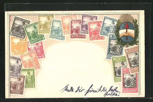 Präge-AK Verschiedene Briefmarken von Argentinien