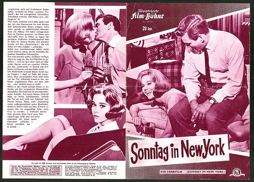 Filmprogramm IFB Nr. 6723, Sonntag in New York, Cliff Robertson, Jane Fonda, Regie: Peter Tewksbury