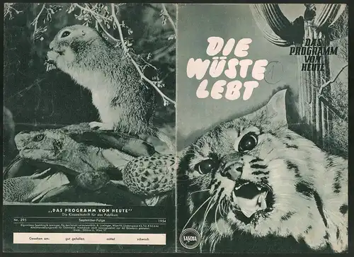 Filmprogramm Programm von Heute Nr. 295, Die Wüste lebt, Dokumentarfilm