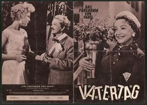 Filmprogramm Programm von Heute Nr. 393, Vatertag, Grethe Weiser, Paul Westermeier, Regie: Hans Richter