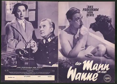 Filmprogramm Programm von Heute Nr. 90, Der Mann in der Wanne, Axel v. Ambesser, Maria Andergast, Regie: Franz Antel