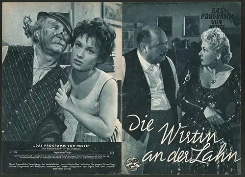 Filmprogramm Programm von Heute Nr. 396, Die Wirtin an der Lahn, Oskar Sima, Dorit Kreysler, Regie: J. A. Hübler-Kahla