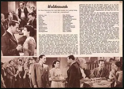 Filmprogramm DPVH, Waldrausch, Paul Richter, Hedwig Bleibtreu, Regie Ludwig Ganghofer