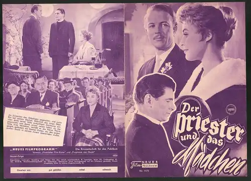 Filmprogramm NFP Nr. 1175, Der Priester und das Mädchen, Rudolf Prack, Willy Birgel, Regie Gustav Ucicky