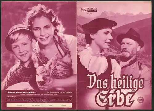 Filmprogramm NFP Nr. 272, Das heilige Erbe, Hermann Erhardt, Christl Erber, Georg Gröller, Regie Alfred Solm