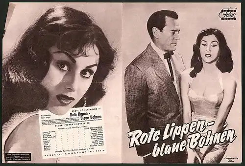 Filmprogramm DNF, Rote Lippen-blaue Bohnen, Eddie Constantine, Maria Frau, Yorik Royan, Regie Pierre Chevallier