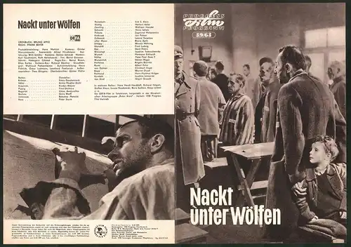 Filmprogramm PFP Nr. 39 /63, Nackt unter Wölfen, Erwin Geschonneck, Armin Mueller-Stahl, Regie: Frank Beyer