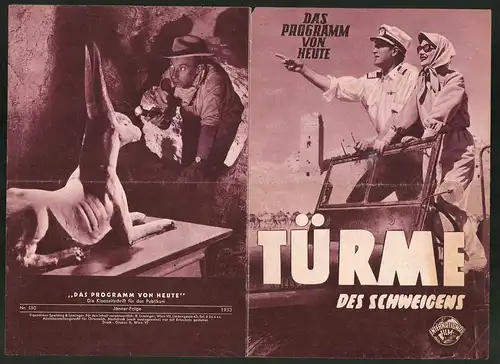 Filmprogramm Programm von Heute Nr. 130, Türme des Schweigens, Fritz van Dongen, Gisela Uhlen, Regie: Hans Bertram