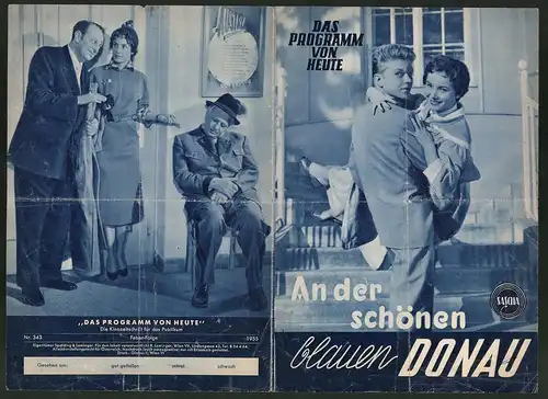 Filmprogramm Programm von Heute Nr. 343, An der schönen blauen Donau, Hardy Krüger, Susi Nicoletti, Regie: H. Schweikart