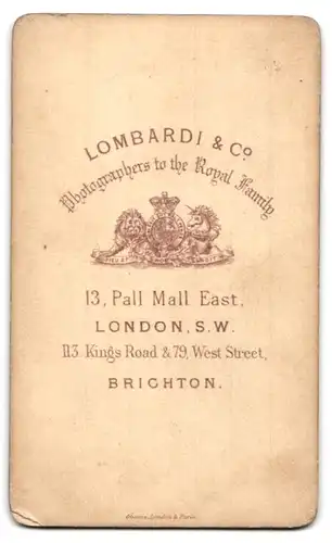 Fotografie Lombardi & Co., London-SW, 13, Pall Mall East, Portrait stattlicher Herr im Anzug mit Backenbart