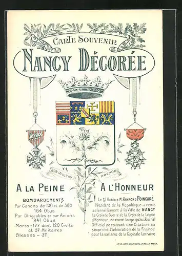 AK Nancy Décorée, A la Peine, Eisernes Kreuz