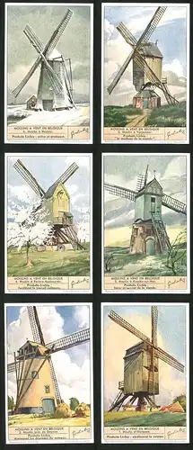 6 Sammelbilder Liebig, Serie Nr. 1441: Moulins a Vent en Belgique, Moulin d`Itterbeek, Bevere-Audenarde, Vorsselaer