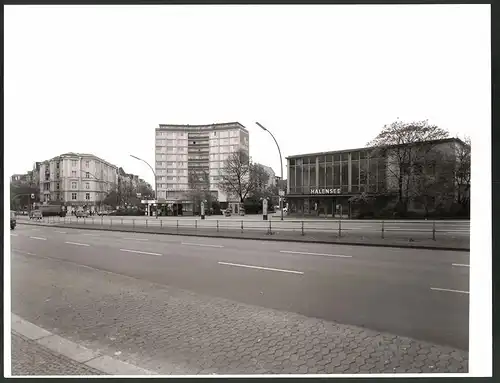 Fotografie K.P. Petersen, Berlin, Ansicht Berlin-Halensee, S-Bahnhof Halensee am Kurfürstendamm, Grossformat 30 x 23cm