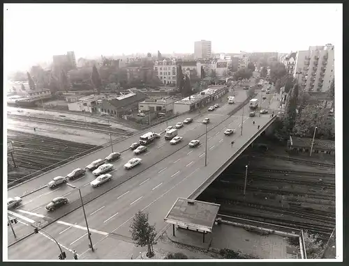 Fotografie K.P. Petersen, Berlin, Ansicht Berlin-Halensee, Kurfürstendamm - Schwarzbacher Brücke, Grossformat 30 x 23cm