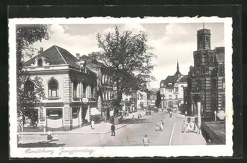 AK Rendsburg, Strassenpartie am Jungfernsteig