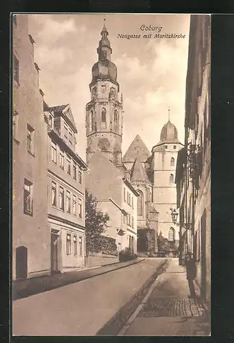 AK Coburg, Neugasse mit Moritzkirche