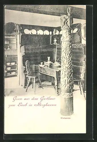 AK Berghausen, Innenansicht des Gasthaus Zum Laub