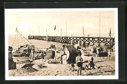 AK Niendorf a. O., Strandleben mit Anleger