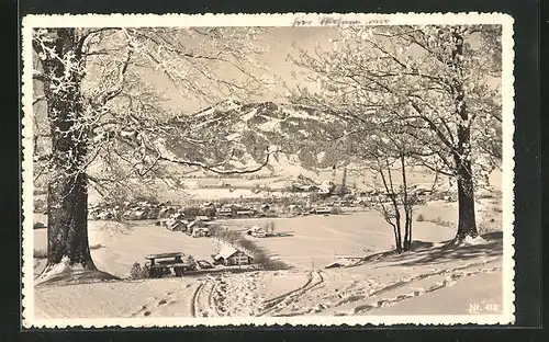 AK Pfronten, Ortsansicht mit Edelsberg im Winter