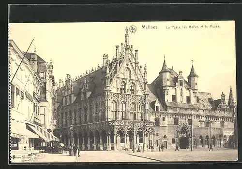 AK Malines, La Poste, Les Halles et le Musée