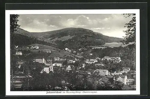 AK Johannisbad / Janske Lazne, Ortsansicht aus der Vogelschau